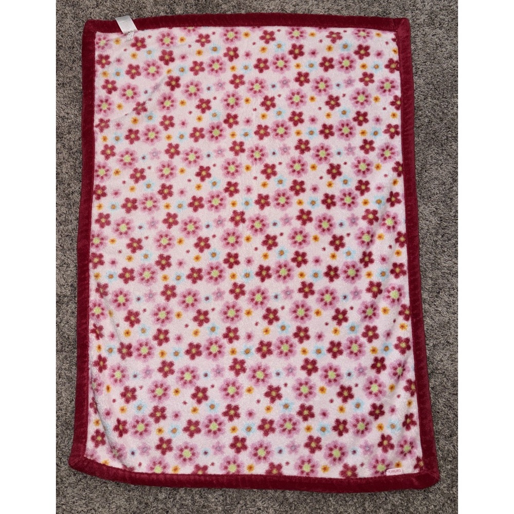 Carter's Pink Floral Baby Security Blanket Lovey Dark Pink Trim Plush Blanket - Picture 3 of 6